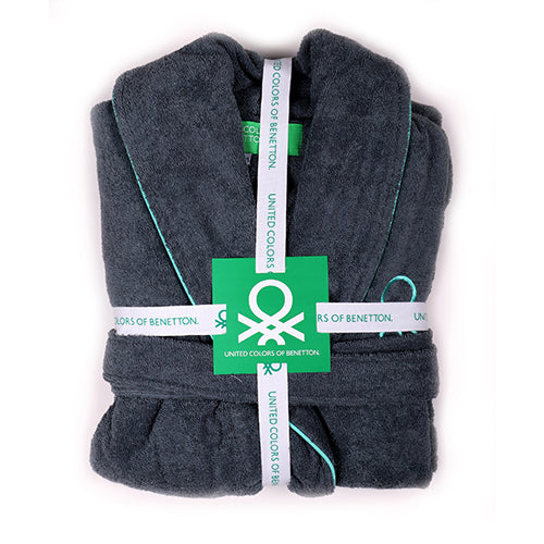 Benetton Bademantel L/XL – Dunkelgrau