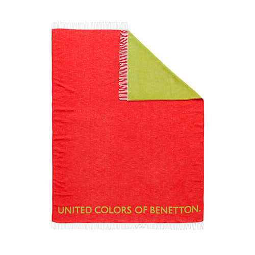 UNITED COLORS OF BENETTON - Decke, 140 x 190 cm, 320 g/m², 60% Baumwolle + 40% Acryl, rot