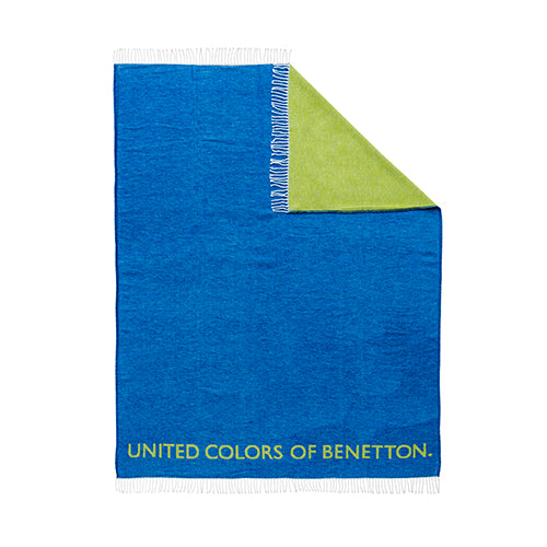 UNITED COLORS OF BENETTON - Decke, 140 x 190 cm, 320 g/m², 60% Baumwolle + 40% Acryl, blau