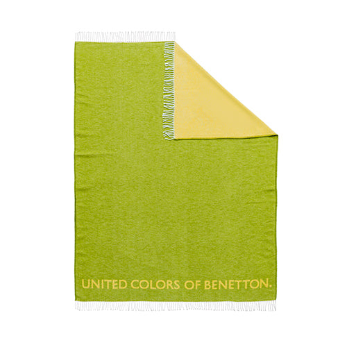 UNITED COLORS OF BENETTON - Decke, 140 x 190 cm, 320 g/m², 60% Baumwolle + 40% Acryl, gelb & grün